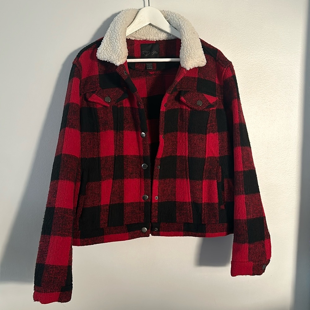 Red and black plaid/flannel jacket